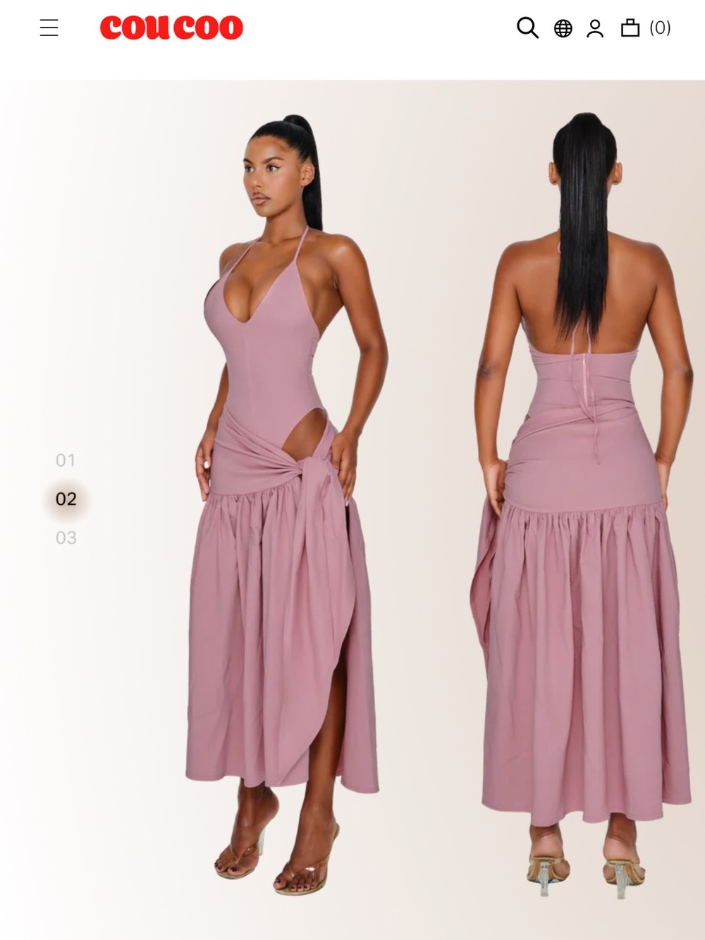 Cou Cou Mauve Pink Maxi Dress with Halter Bodice
